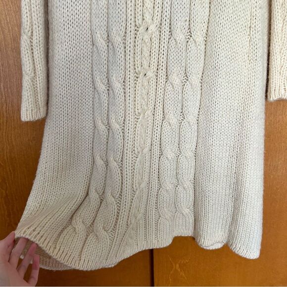 Garnet Hill Longline Duster Wool Chunky Cable Knit Cardigan Sweater Size XXL - Picture 9 of 10